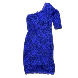 Sequin Hearts One Shoulder Cocktail Dress Blue